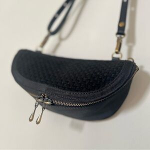 Handmade Chic Black Woven Crossbody Bag